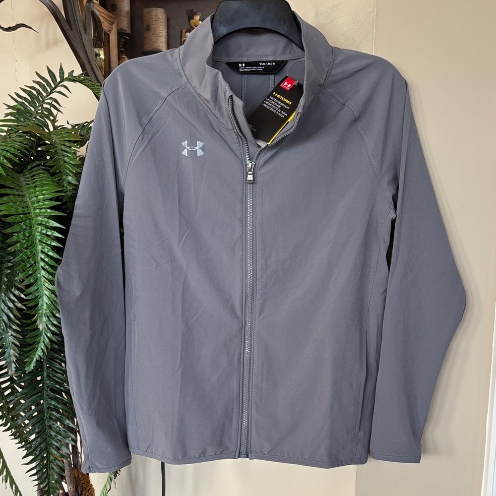 Brand New Under Armour Full Zip Track Jacket Gray Water Resistant Loose Fit